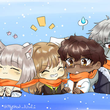 sharing his scarf