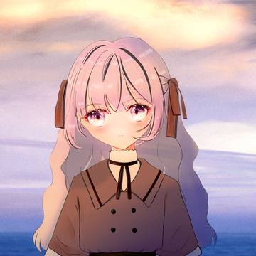 Poetic girl on the sunset sea 哈托