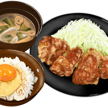 唐揚げ定食(上)