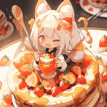 Neko & pancake ≽^•⩊•^≼