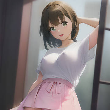 Beautiful girl pink skirt