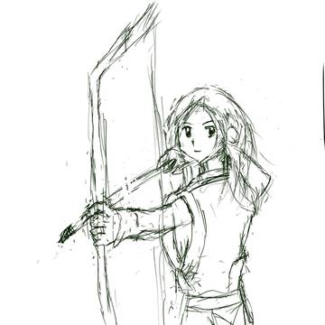 弓を射る　色塗り前