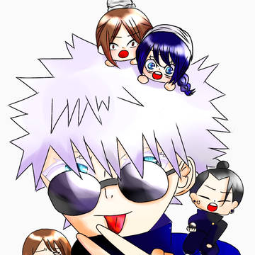 さしす組と理子ちゃんと黒井さんを描きました