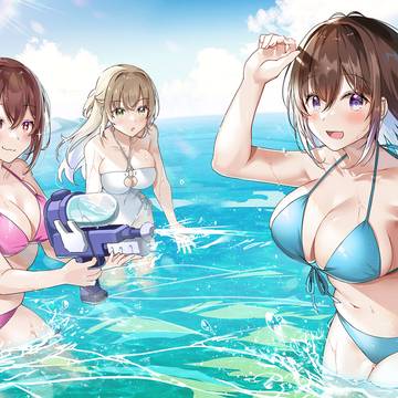 海と水着と3人娘