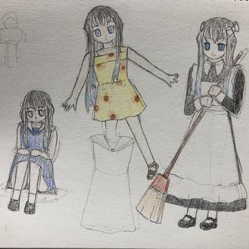 無一郎、コンカフェで働く(イラスト)