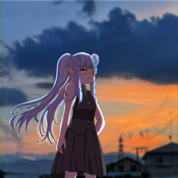 夕陽とうちの子