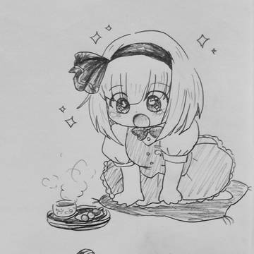 おだんご頬張る妖夢さん