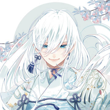 白髪和装男子