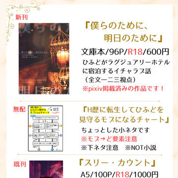 【8/20インテ】お品書きと新刊段組みサンプル