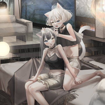 Room with cat.