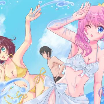 少女たちの水浴び（とその間にいる俺）