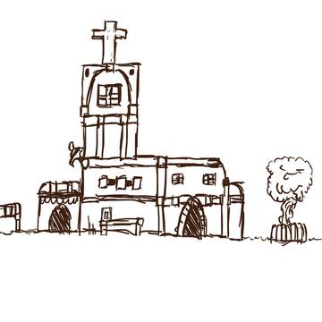 Drawing of a church.