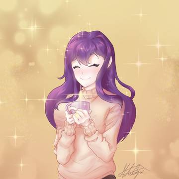 Yuri drinking tea