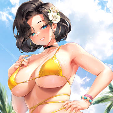 黄色ビキニを着た販売員さん✨