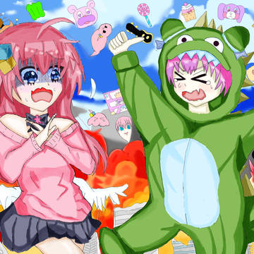ピンク髪同士