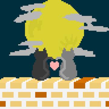 【ドット絵】猫の月見