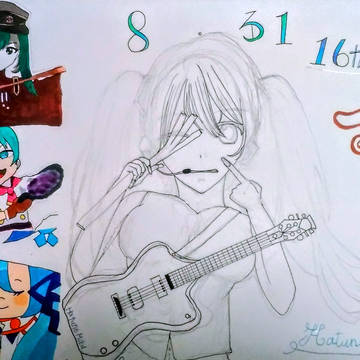 初音ミクの誕生日に間に合わなかったぁ、、（模写＆二次創作）