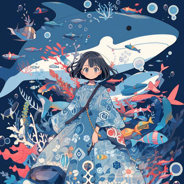海の生命と少女