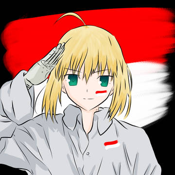 Artoria saluted the flag
