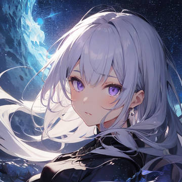銀髪少女星空夜空の深海