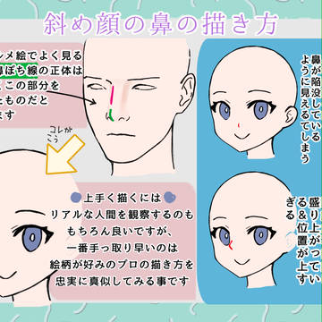 斜め顔の鼻の描き方