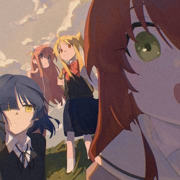 夕日と少女