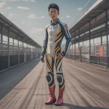 Male Motorcycle Racer in Suit