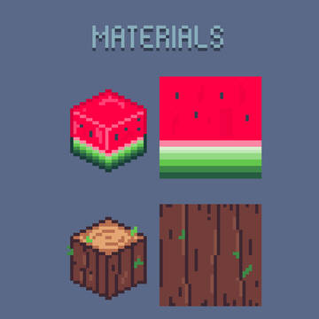 Cube materials pixel art
