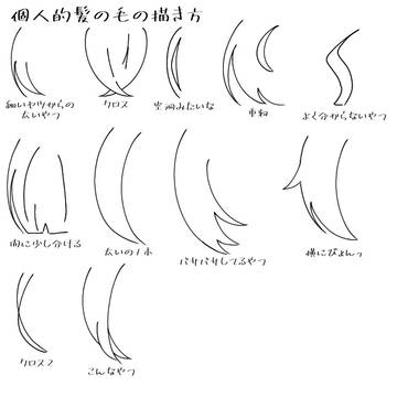 個人的髪の毛の描き方