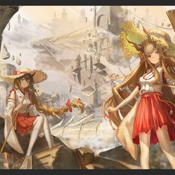 竜の少女と空の島の残骸