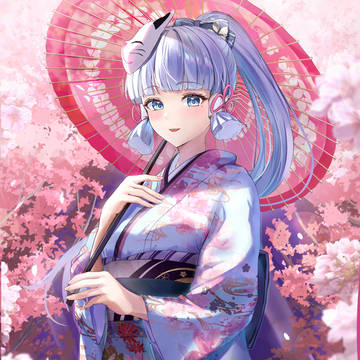 夜桜と咲く