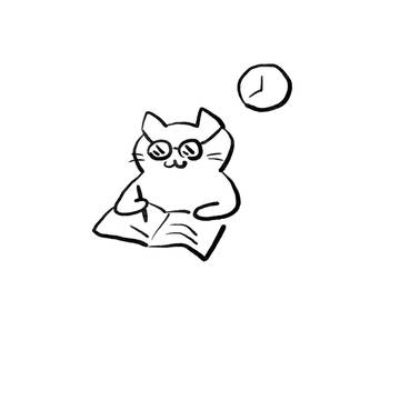 一生懸命勉強する猫