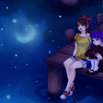Fireflies in the lake