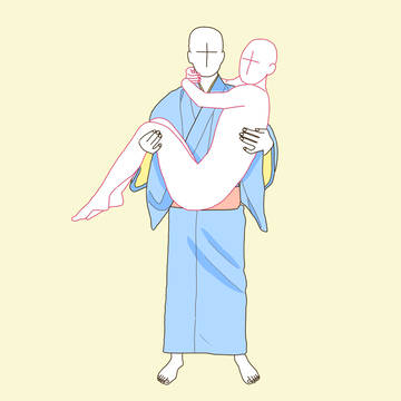 【トレスOK】着物男性のポーズ|お姫様抱っこ