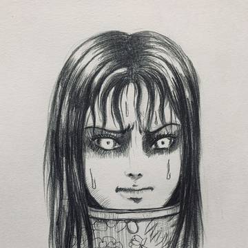 ゴミ箱の中で焦る富江