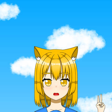 山道に立っているセーラー服を着た狐の女子高生のイラスト