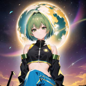 宇宙少女と緑ショート