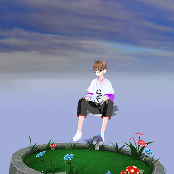 Sitting on pond(vroid)