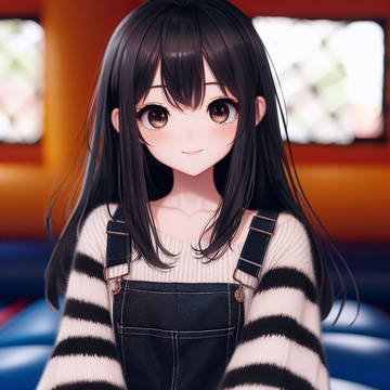 cute Girl in overalls jumping V3