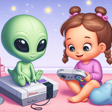 Little girl and little alien