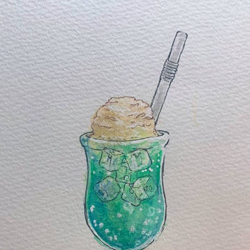 水彩画クリームソーダ🍨