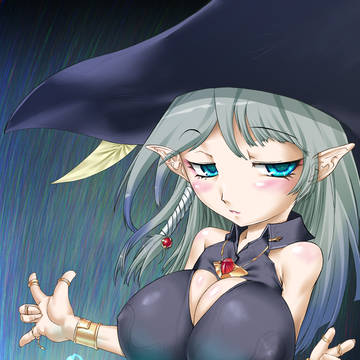 巨乳のエルフの冒険者風の魔法使い的な何かなラクガキ