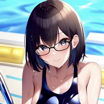 競泳水着を着たショートの女の子
