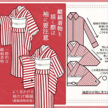 縦縞着物の袖は縦縞