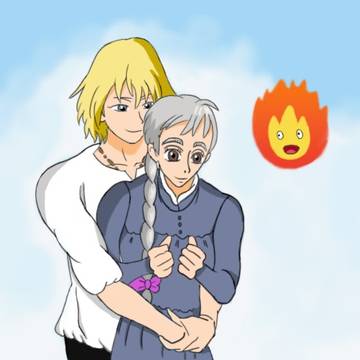 Howl, Sophie and Calcifer