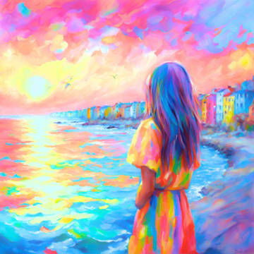海を見つめる少女