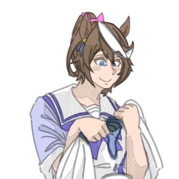 汗びっしょり体操服をコップに絞り込むテイオー