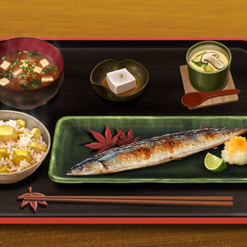 秋の味覚　サンマ定食