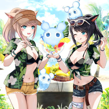 夏を楽しむミコッテちゃん