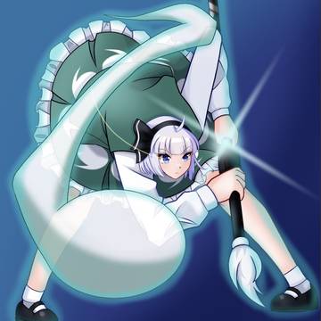 刀を低く構える妖夢ちゃんを描きました！